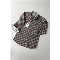 Детская рубашка в квадратную полоску с длинным рукавом New-Louis-0025