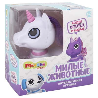 Mioshi Active Интерактивная игрушка "Милые животные: Единорожка" (13 см, свет, звук, подвиж., роз.)