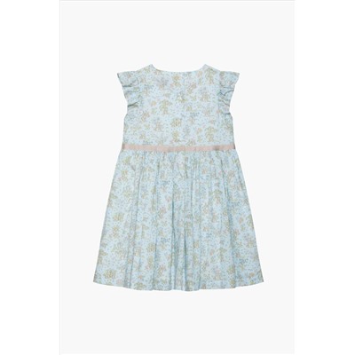 Trotters London Liberty Print Seafoam Etta Fawn Frill Sleeve Cotton Dress