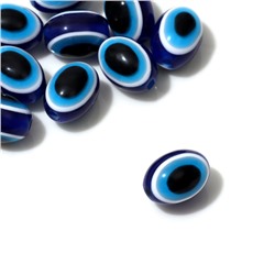 Бусина «Глаз» овальный, 1,2×0,9×0,9, (набор 10 шт.), цвет синий