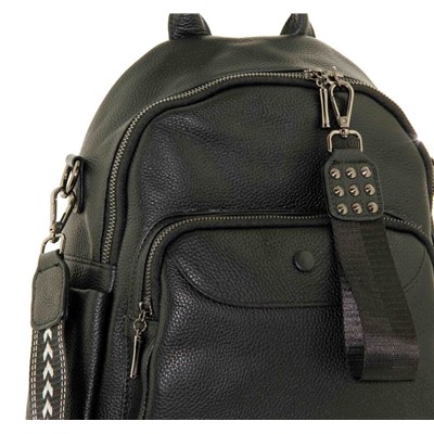Рюкзак кожаный черный с ручкой на плечо LMR 7627-1j