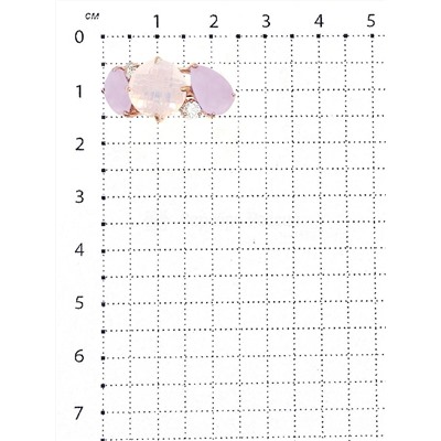 Кольцо из золочёного серебра с пл.кварцем цв.лунный камень,лаванда и фианитами 925 пробы К-3113зб1362400