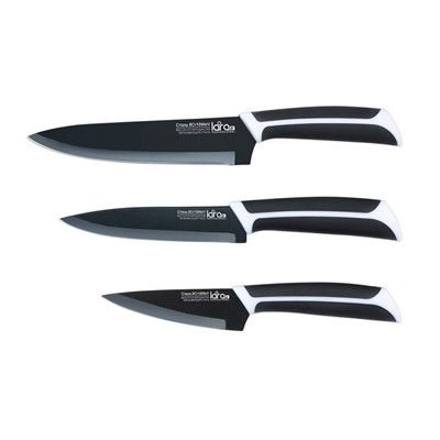 LR05-29 LARA Набор ножей: 3 предмета, черное керамическое покрытие Black Ceramic (полный блистер)