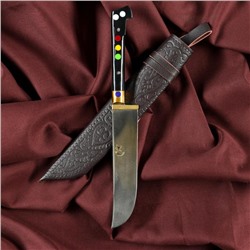 Нож Пчак Шархон - Чирчик, оргстекло, ёрма, гарда латунь, клинок с гравировкой. ШХ-15 (10-12