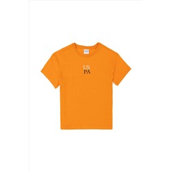 Оранжевая футболка оверсайз с круглым вырезом для мальчика Неожиданная скидка в корзине