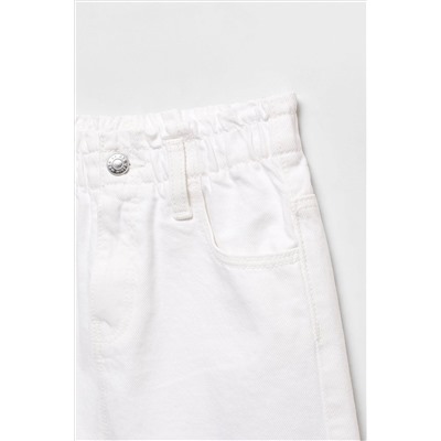 Mango Paperbag Denim White Skirt