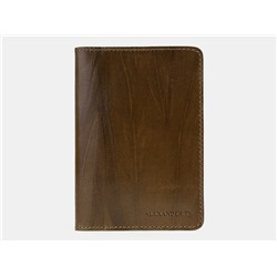 Оливковая кожаная обложка для паспорта из натуральной кожи «PR006 Olive»