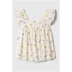 Gap Floral Print Flutter Sleeve Square Neck Top (Newborn-5yrs)