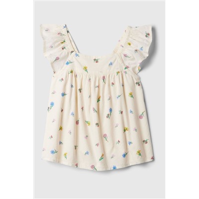 Gap Floral Print Flutter Sleeve Square Neck Top (Newborn-5yrs)