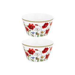 Набор 2 салатников 13*13*7,5 см 600 мл "Маки", NEW BONE CHINA