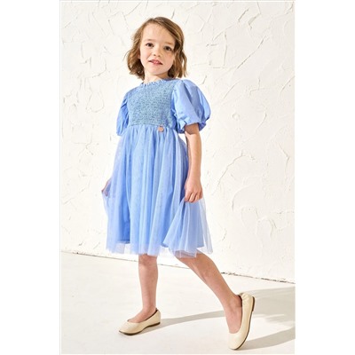 Angel & Rocket Lyra Blue Shirred Tutu Dress