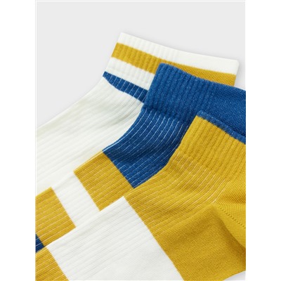 Носки мужские набор (3 пары) в желтом цвете с полосками и цветным мыском