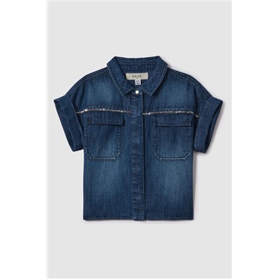 Reiss Sandie Embellished Denim Shirt