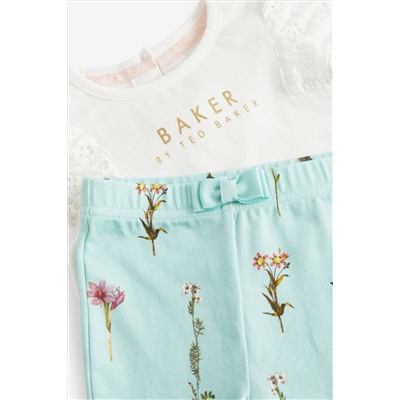 Baker by Ted Baker Mint Green Broderie T-Shirt And Leggings Set