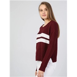 Женский бордовый красный свитер с круглым вырезом Regular Fit