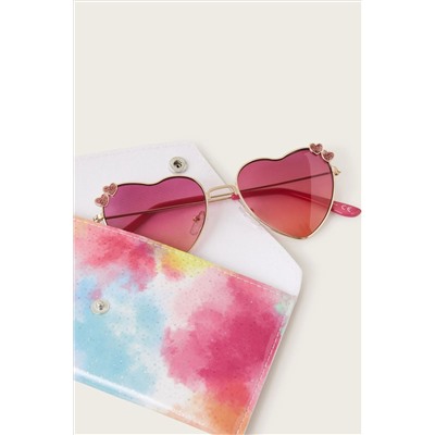 Monsoon Pink Ombre Heart Sunglasses with Case