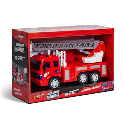 Инерционная игрушка Handers "Пожарная машина: Автолестница" (27 см, свет, звук, подвиж. детали)