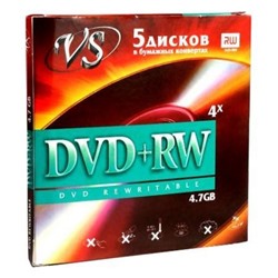 DVD+RW VS 4.7Gb 120 минут 4х Slim конверт (отгрузка кратно 5 шт)