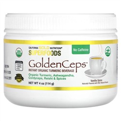 California Gold Nutrition, SUPERFOODS, GoldenCeps, органическая куркума с адаптогенами, 114 г (4 унции)