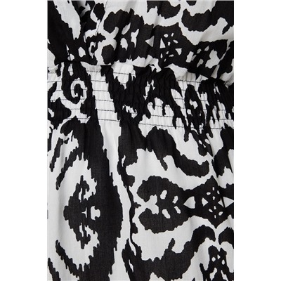 Черное мини-тканое пляжное платье больших размеров в этническом стиле TBBSS23AH00114
