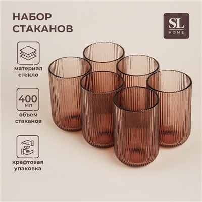 Набор стаканов SL Home «Модерн», 400 мл, 8×13 см, стекло, розовый