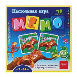 Игра развивающая МЕМО Веселые джунгли 36 карточек, картон Hatber 36ИнМ_11094