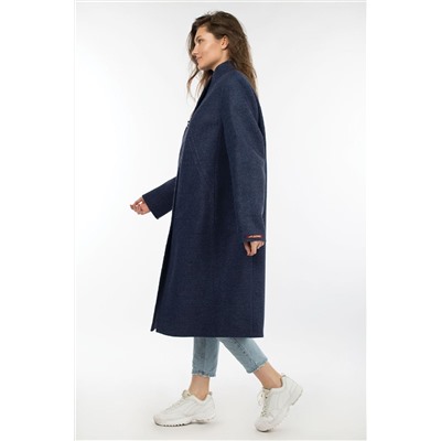 02-3050 Пальто женское утепленное валяная шерсть темно-синий