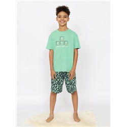 CSJB 50166-37 Пижама для мальчика (футболка, шорты),зеленый