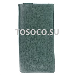 32-9907 d.green кошелек GENUINE LEATHER натуральная кожа 10х20х2