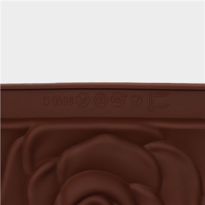 Форма для шоколада Доляна «Роза», силикон, 17,5×10,5×1 см, цвет коричневый