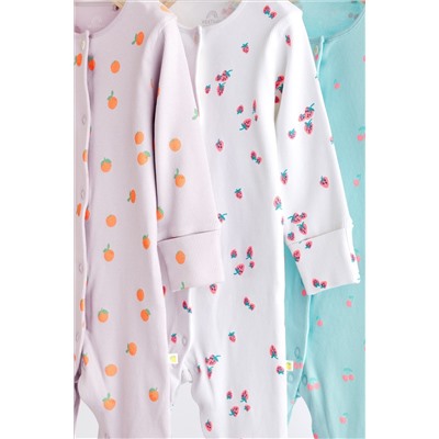 Multi Fruit Print Baby Footless Sleepsuits 3 Pack (0mths-3yrs)