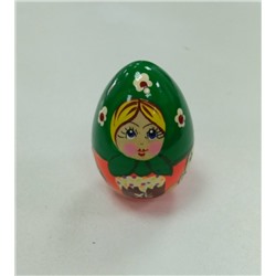 Яйцо деревянное ручной росписи "Матрёшка" 6*4,5 см
