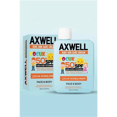 AXWELL Kids Sun Cream Çocuk Güneş Kremi Çok Yüksek Koruma + Vitamin E Spf 50+ 100ml AX69864