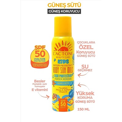 L'ACTONE Çocuk Güneş Sütü Body Sun Milk Kids Sprey 50 Spf 150 ml   детский солнцезащитный крем