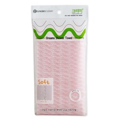 Sungbo Cleamy Мочалка для тела с плетением «Сетка» и полиэстеровыми нитями "Dreams Shower Towel" (мягкая) размер 28 см х 90 см / 300