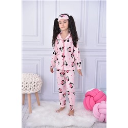 Розовый пижамный комплект Girl's Pink Pajama с повязкой на глазу 2626-1
