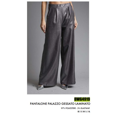 8WG4919 PANTALONE PALAZZO GESSATO LAMINATO