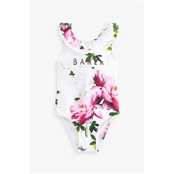 Baker by Ted Baker Floral Frilled White - Swimsuit
