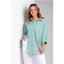 Рубашка Liona Style 897 зеленая полоска