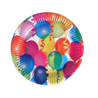 Набор бумажной посуды «Праздник. Воздушные шары и серпантин»: 6 стаканов, 6 тарелок