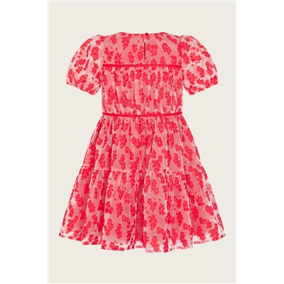 Monsoon Red Floral Texture Dress