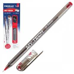 Ручка масляная, пишущий узел 0,7 мм, игольчатая, цвет чернил красный MY-TECH Pensan 2240