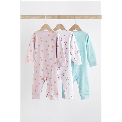 Multi Fruit Print Baby Footless Sleepsuits 3 Pack (0mths-3yrs)