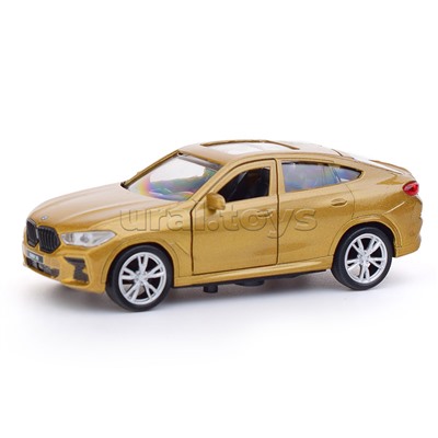 Машина металл BMW X6, 12 см, (откр.,двери, багаж, бежевый) инер, в коробке