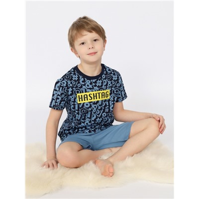 CSKB 50163-42 Пижама для мальчика (футболка, шорты),синий