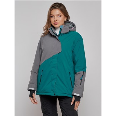 Горнолыжная куртка женская зимняя большого размера темно-зеленого цвета 2278TZ