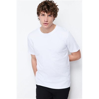Белая базовая тонкая футболка с круглым вырезом и короткими рукавами из 100 % хлопка TMNSS19BO0001