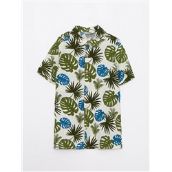 LC Waikiki Вискозная рубашка с короткими рукавами и рисунком для мальчика