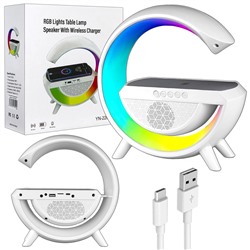 Портативная акустика с беспроводной зарядкой RGB YN-2209 (белая)