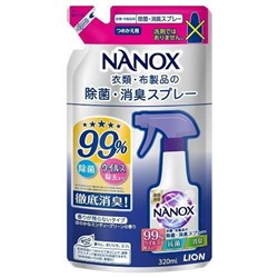 LION Спрей с антибактериальным и дезодорирующим эффектом для одежды и текстиля "Super NANOX" 320 мл, мягкая упаквока / 24